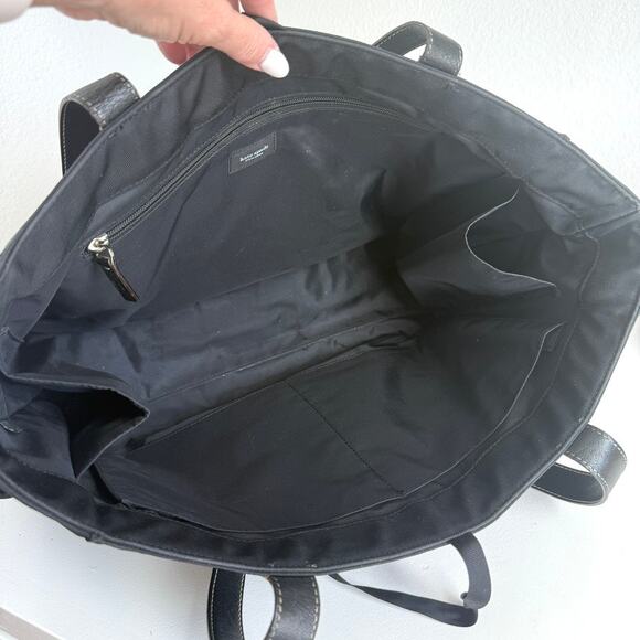 KATE SPADE Large Shoulder Tote Black Nylon Leather Trim Modern Chic Minimalist - Picture 8 of 9